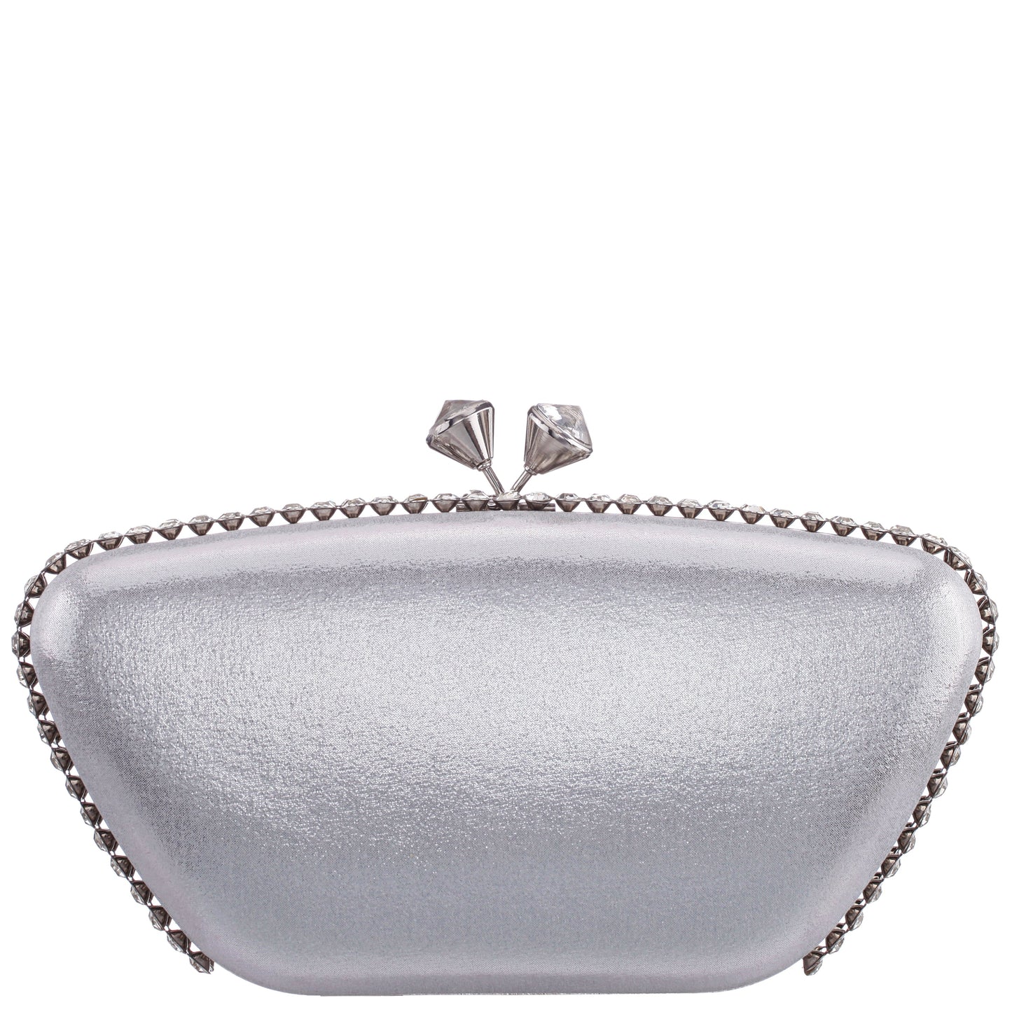 Nina Shoes Goddess True Silver Reflective Suedette / Glass Crystal Minaudiere