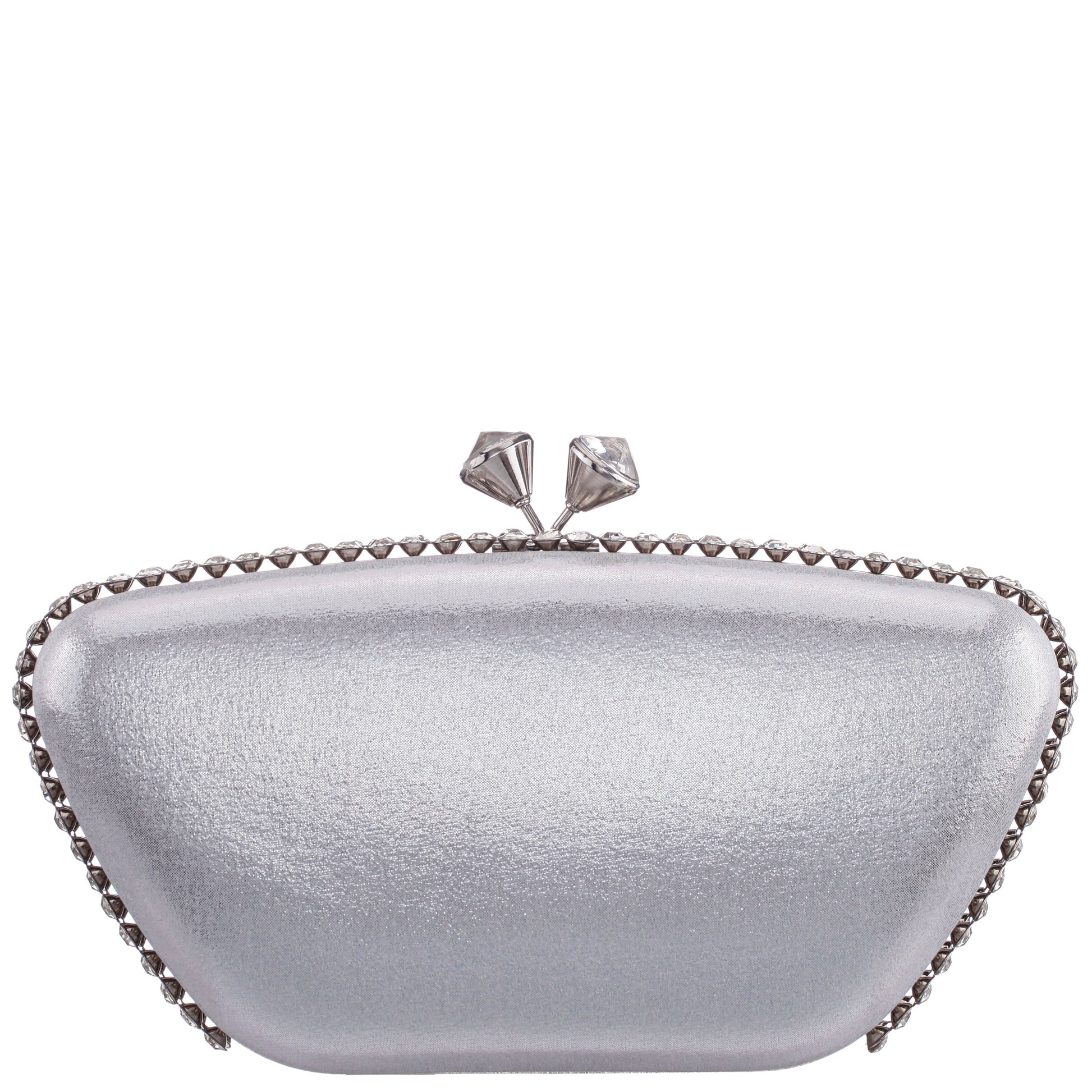 Nina Shoes Goddess True Silver Reflective Suedette / Glass Crystal Minaudiere