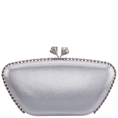 Nina Shoes Goddess True Silver Reflective Suedette / Glass Crystal Minaudiere