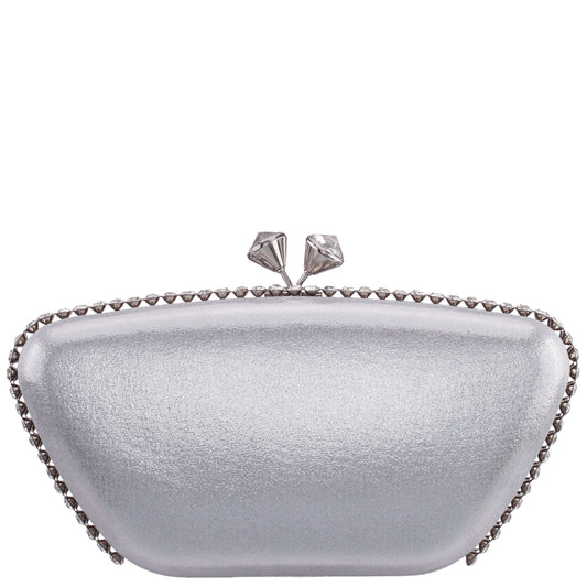 Nina Shoes Goddess True Silver Reflective Suedette / Glass Crystal Minaudiere