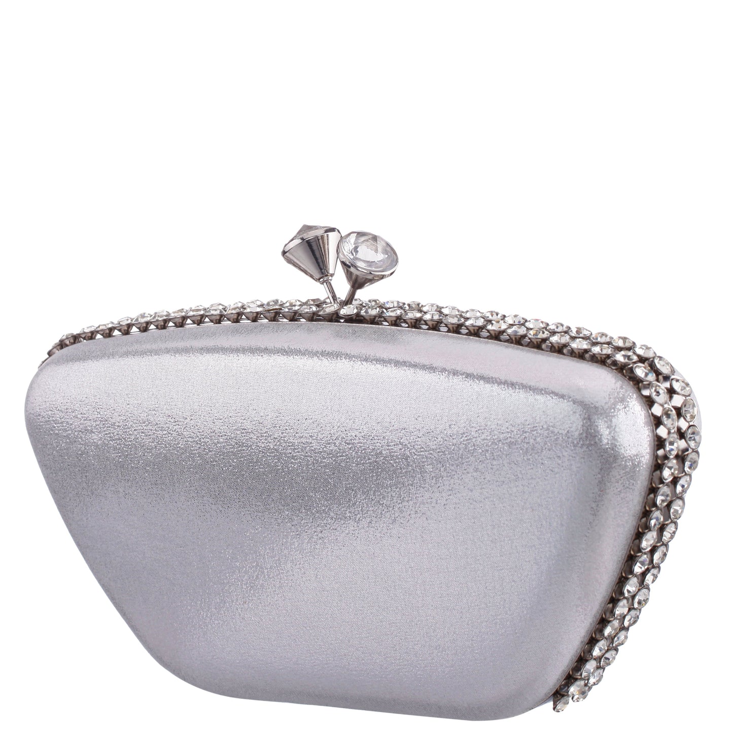 Nina Shoes Goddess True Silver Reflective Suedette / Glass Crystal Minaudiere