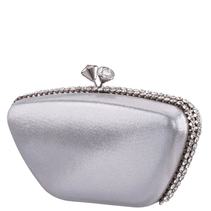 Nina Shoes Goddess True Silver Reflective Suedette / Glass Crystal Minaudiere