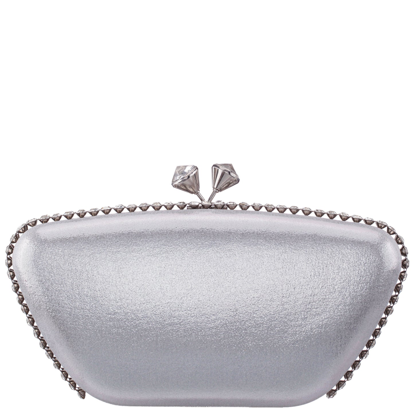 Nina Shoes Goddess True Silver Reflective Suedette / Glass Crystal Minaudiere