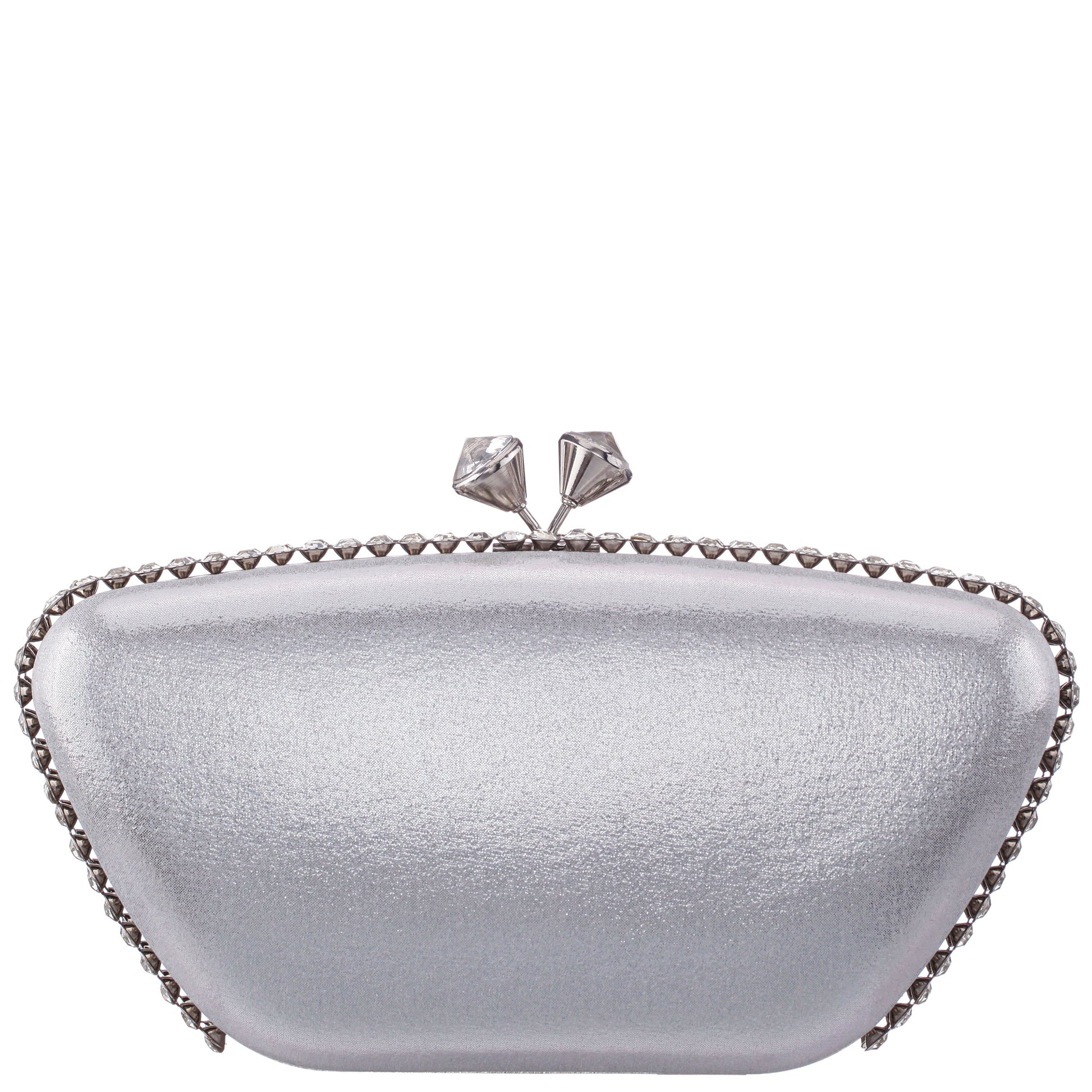 Nina Shoes Goddess True Silver Reflective Suedette / Glass Crystal Minaudiere