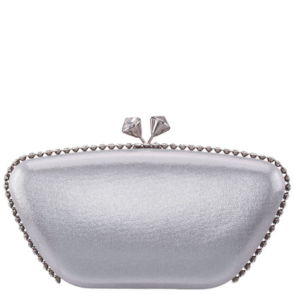 Nina Shoes Goddess True Silver Reflective Suedette / Glass Crystal Minaudiere