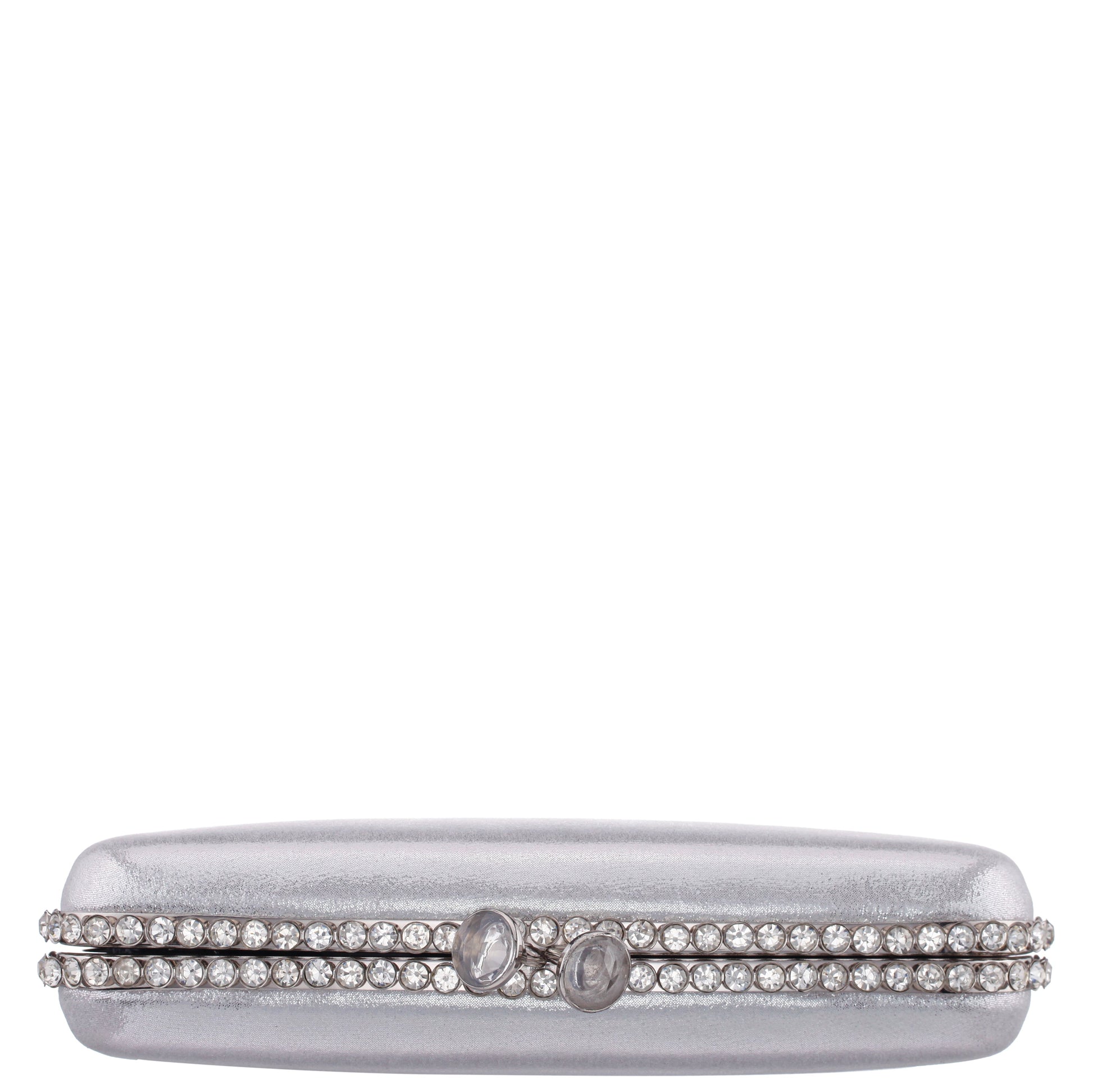 Nina Shoes Goddess True Silver Reflective Suedette / Glass Crystal Minaudiere