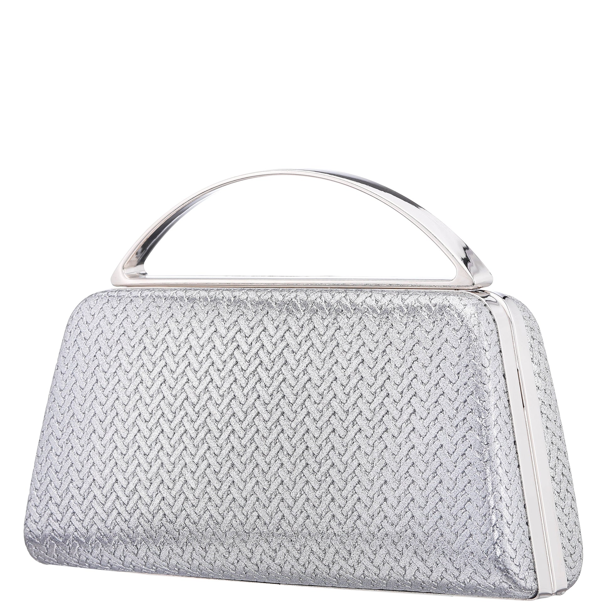 Nina Shoes Genesis-G Antique Silver Metallic Faux Weave Box Bag