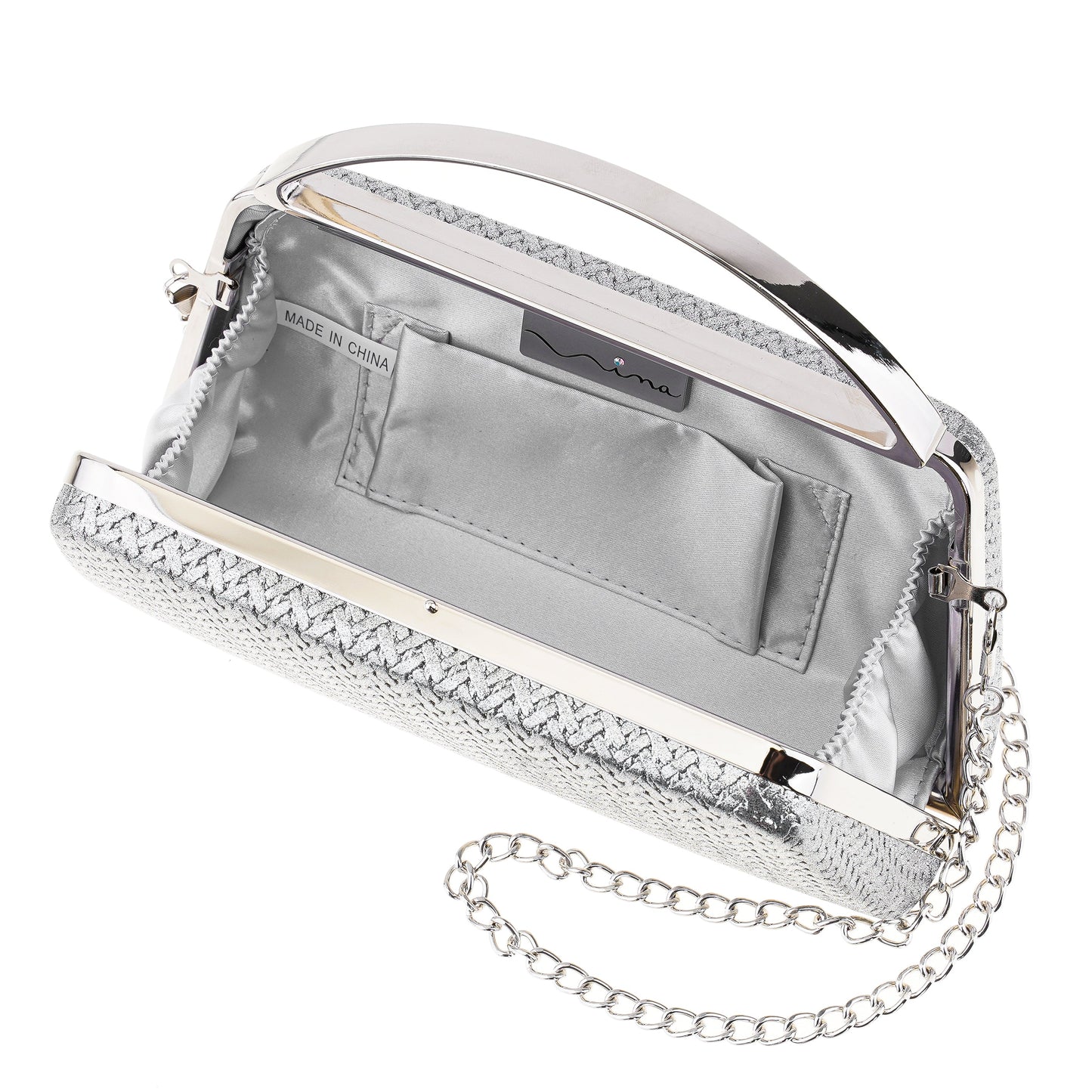 Nina Shoes Genesis-G Antique Silver Metallic Faux Weave Box Bag