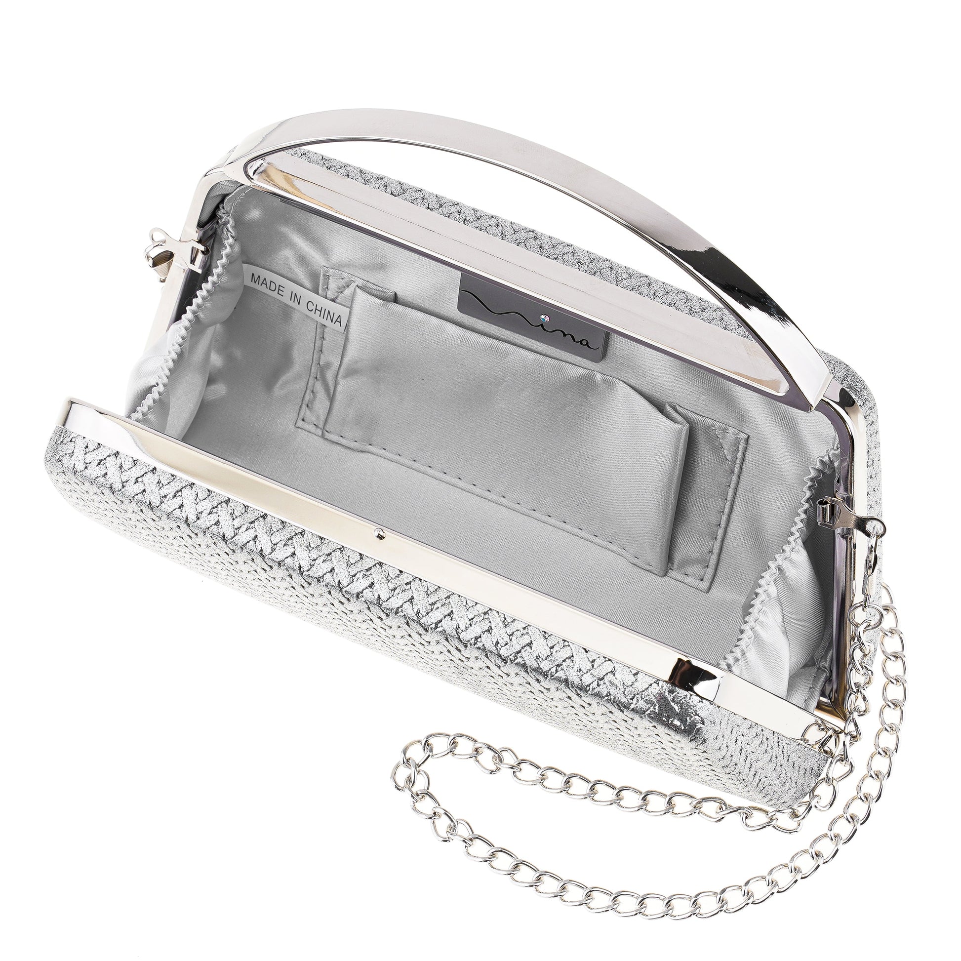 Nina Shoes Genesis-G Antique Silver Metallic Faux Weave Box Bag