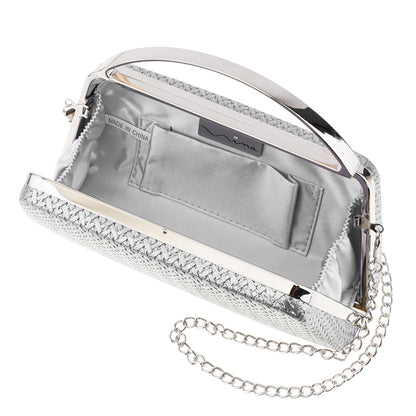 Nina Shoes Genesis-G Antique Silver Metallic Faux Weave Box Bag