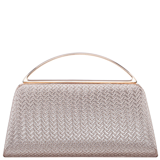 Nina Shoes Genesis-G Light Gold Metallic Faux Weave Box Bag