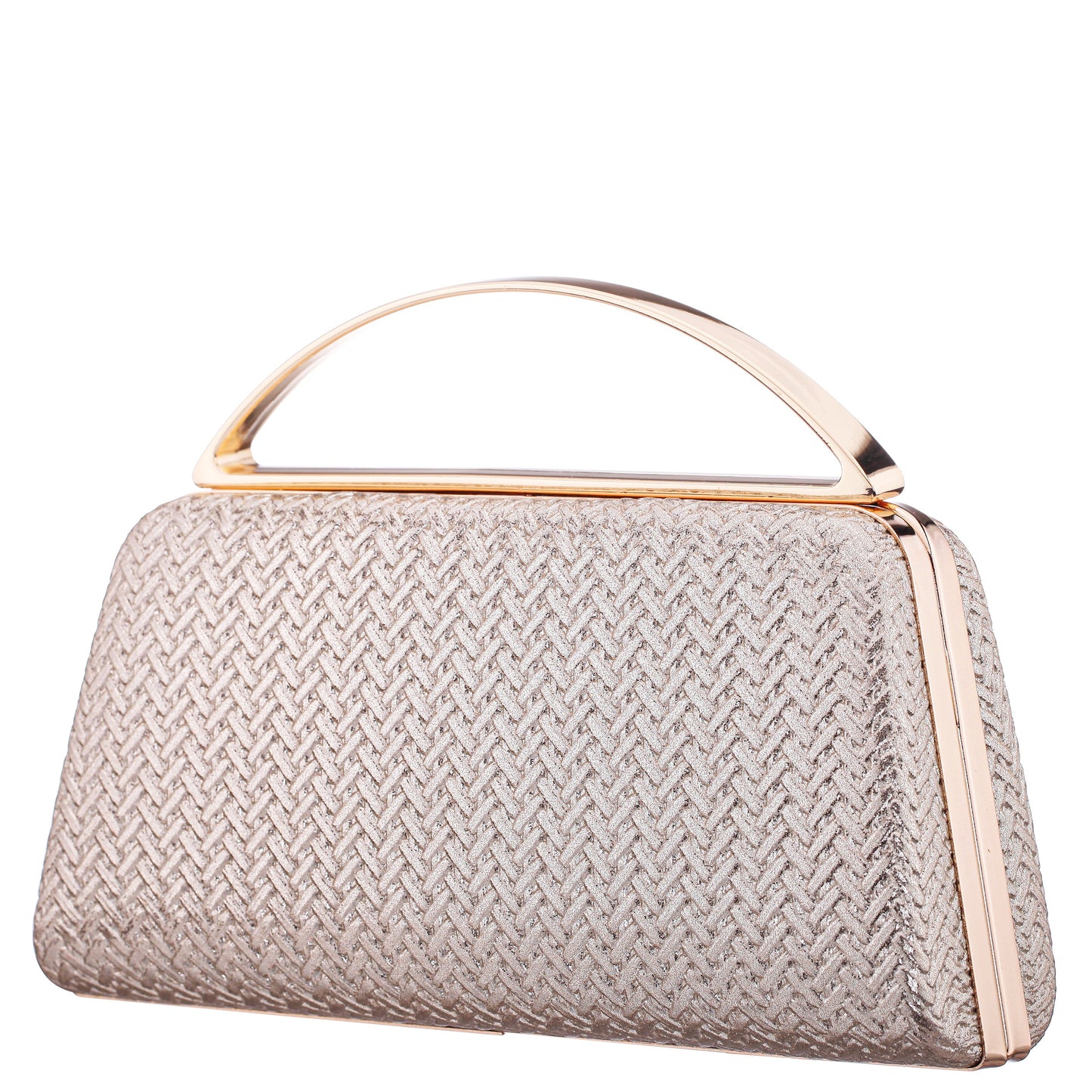 Nina Shoes Genesis-G Light Gold Metallic Faux Weave Box Bag