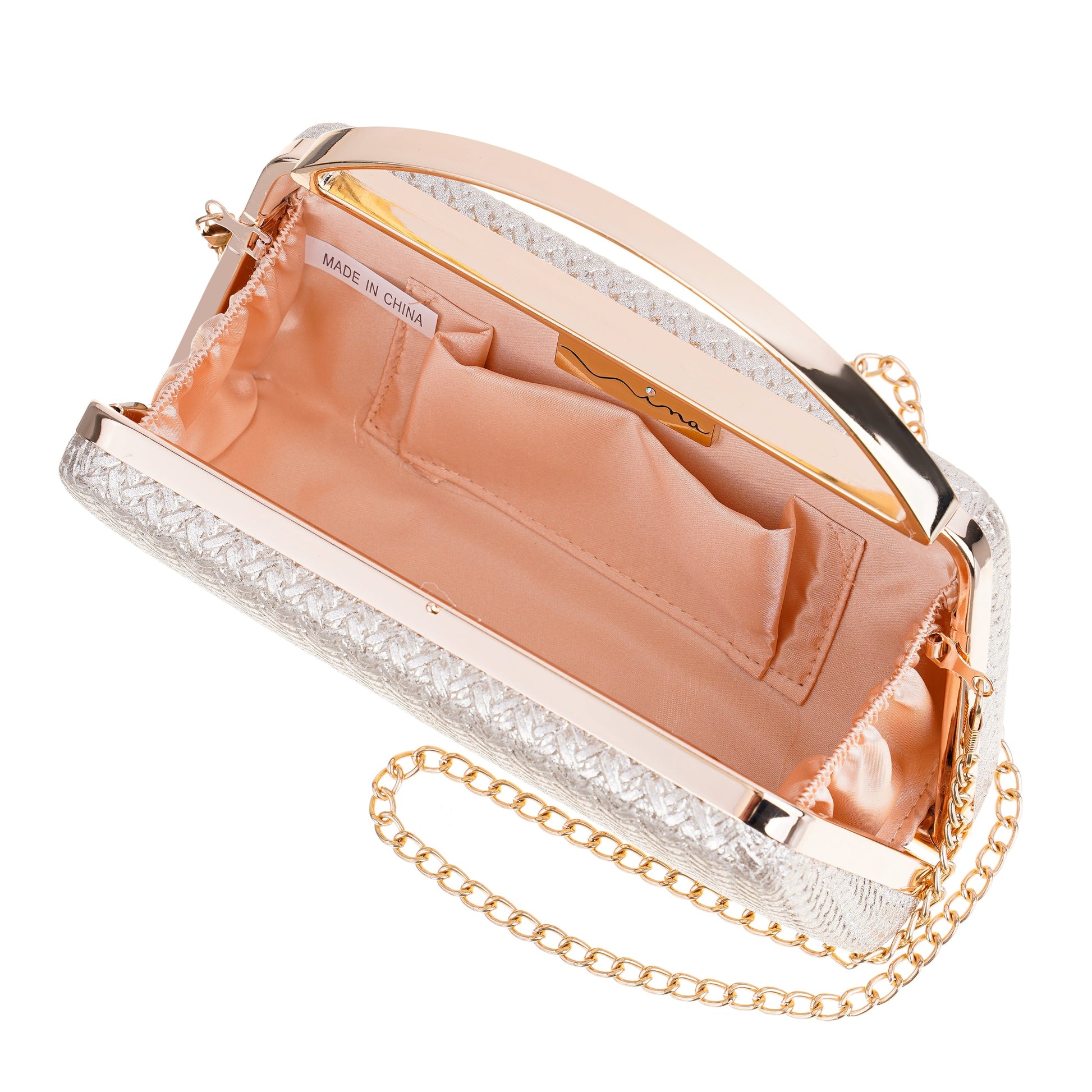 Nina Shoes Genesis-G Light Gold Metallic Faux Weave Box Bag