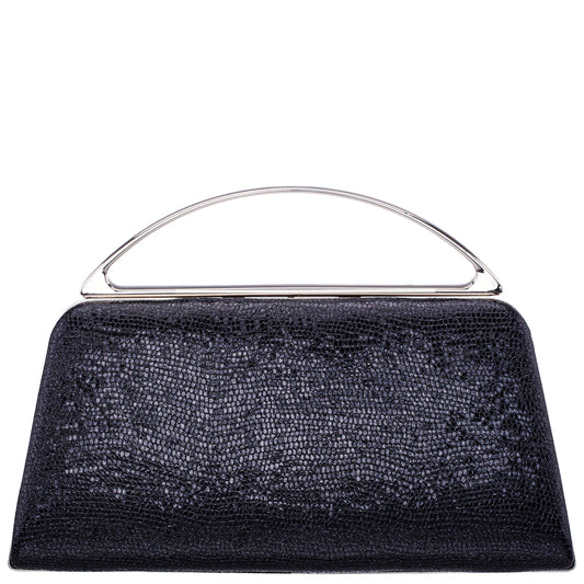 Nina Shoes Genesis-S Black Embossed Metallic Snake Minaudiere