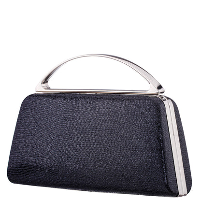 Nina Shoes Genesis-S Black Embossed Metallic Snake Minaudiere