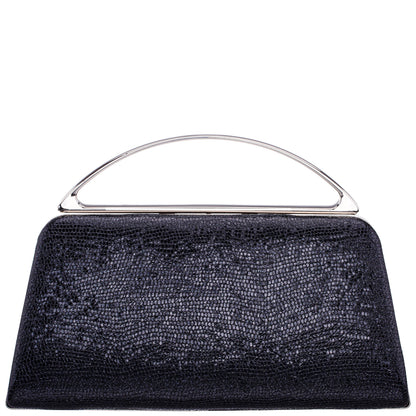 Nina Shoes Genesis-S Black Embossed Metallic Snake Minaudiere