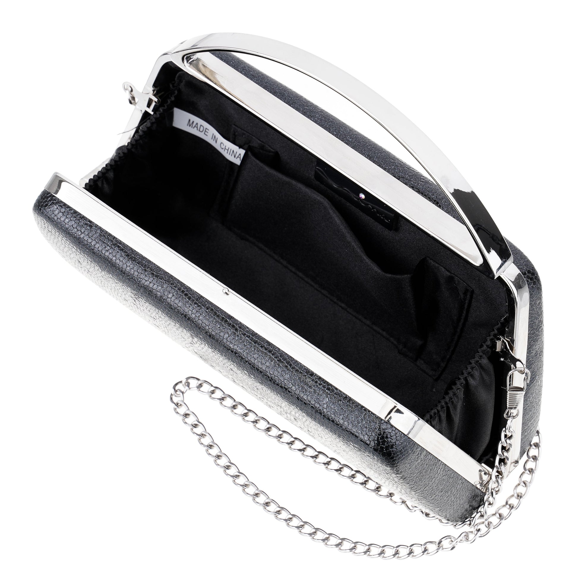 Nina Shoes Genesis-S Black Embossed Metallic Snake Minaudiere