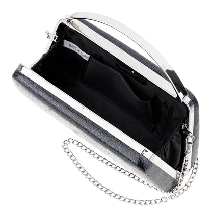 Nina Shoes Genesis-S Black Embossed Metallic Snake Minaudiere