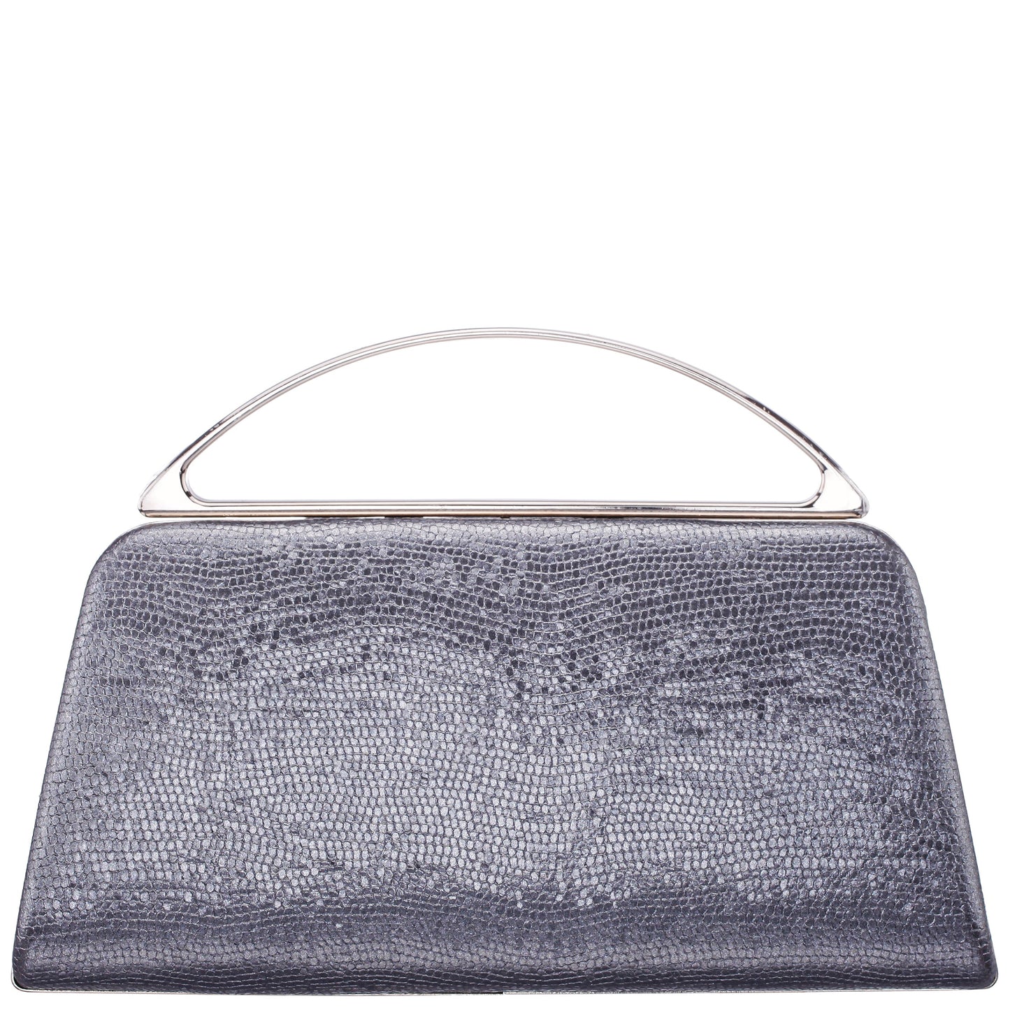 Nina Shoes Genesis-S Dark Silver Embossed Metallic Snake Minaudiere