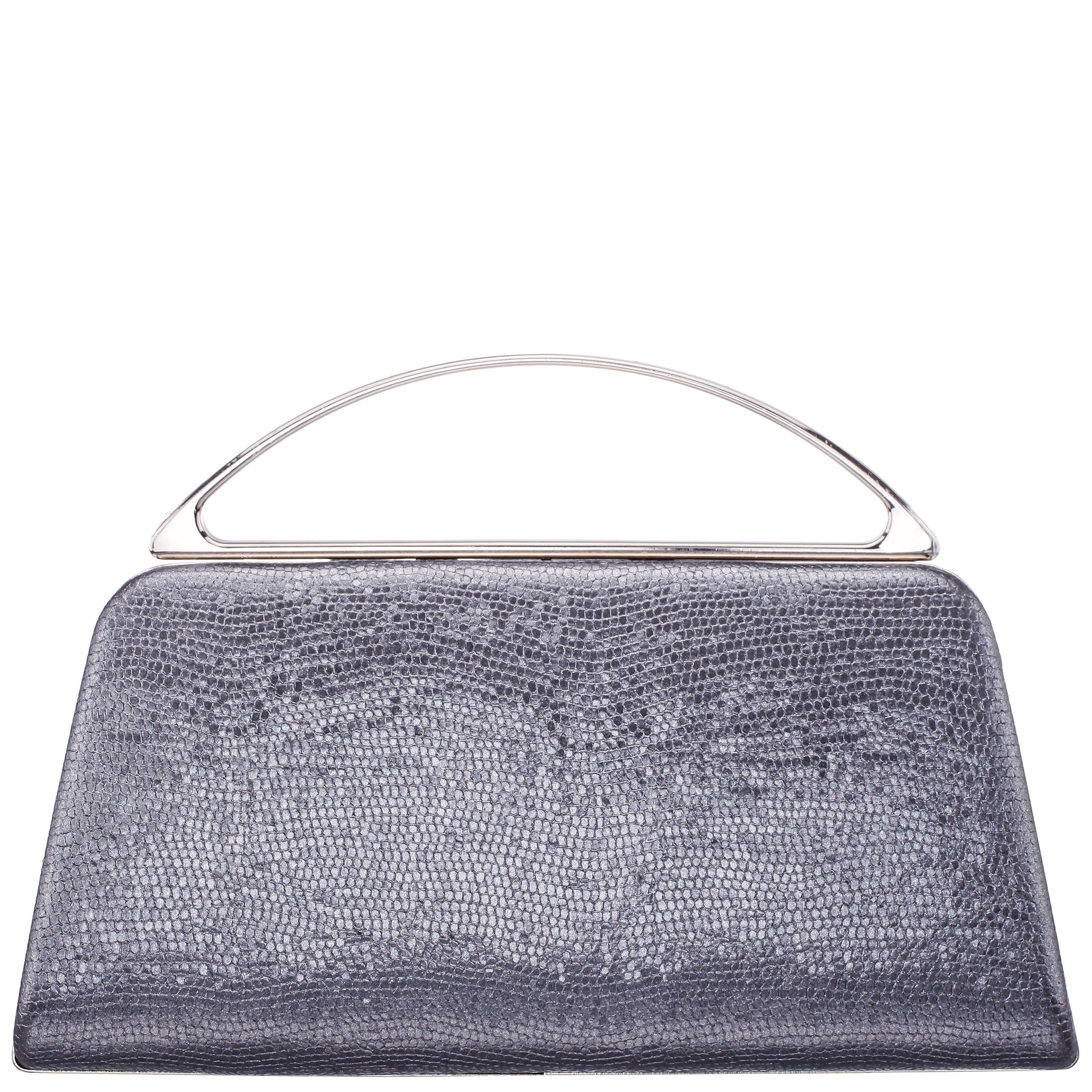 Nina Shoes Genesis-S Dark Silver Embossed Metallic Snake Minaudiere