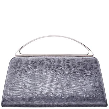Nina Shoes Genesis-S Dark Silver Embossed Metallic Snake Minaudiere