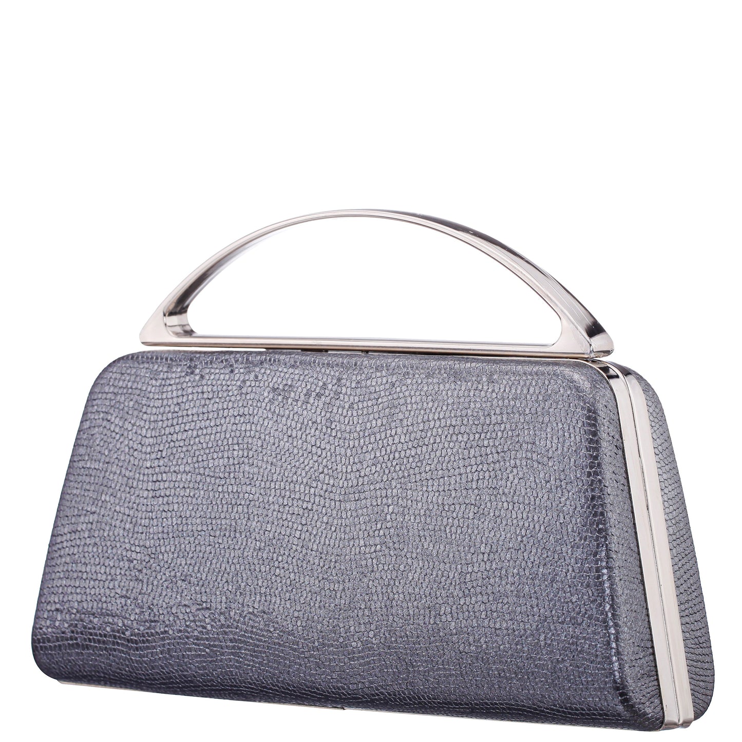 Nina Shoes Genesis-S Dark Silver Embossed Metallic Snake Minaudiere