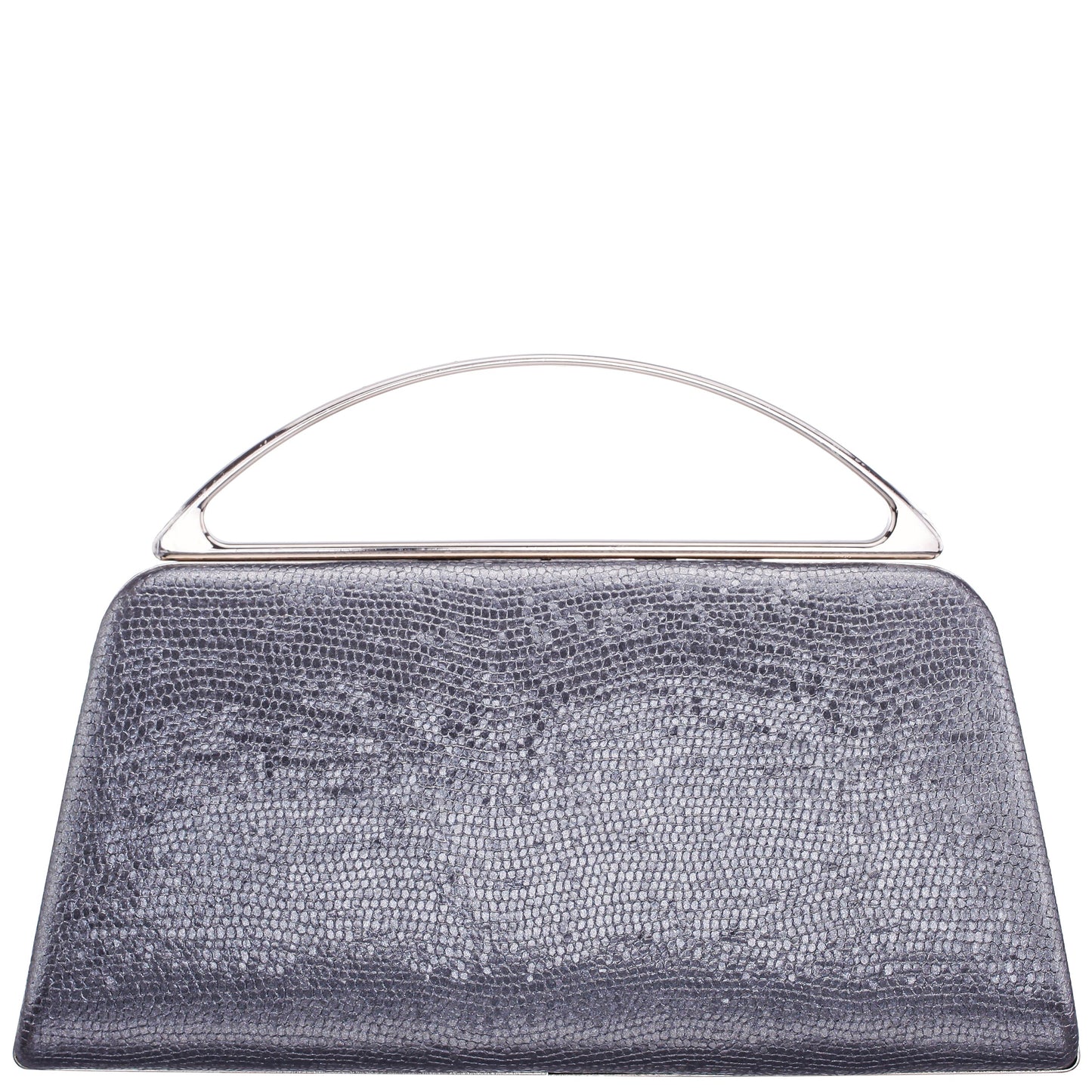 Nina Shoes Genesis-S Dark Silver Embossed Metallic Snake Minaudiere