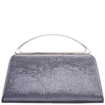 Nina Shoes Genesis-S Dark Silver Embossed Metallic Snake Minaudiere