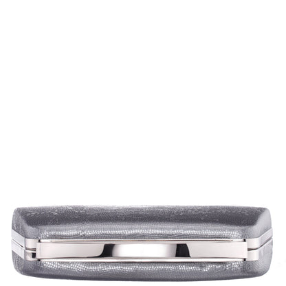 Nina Shoes Genesis-S Dark Silver Embossed Metallic Snake Minaudiere