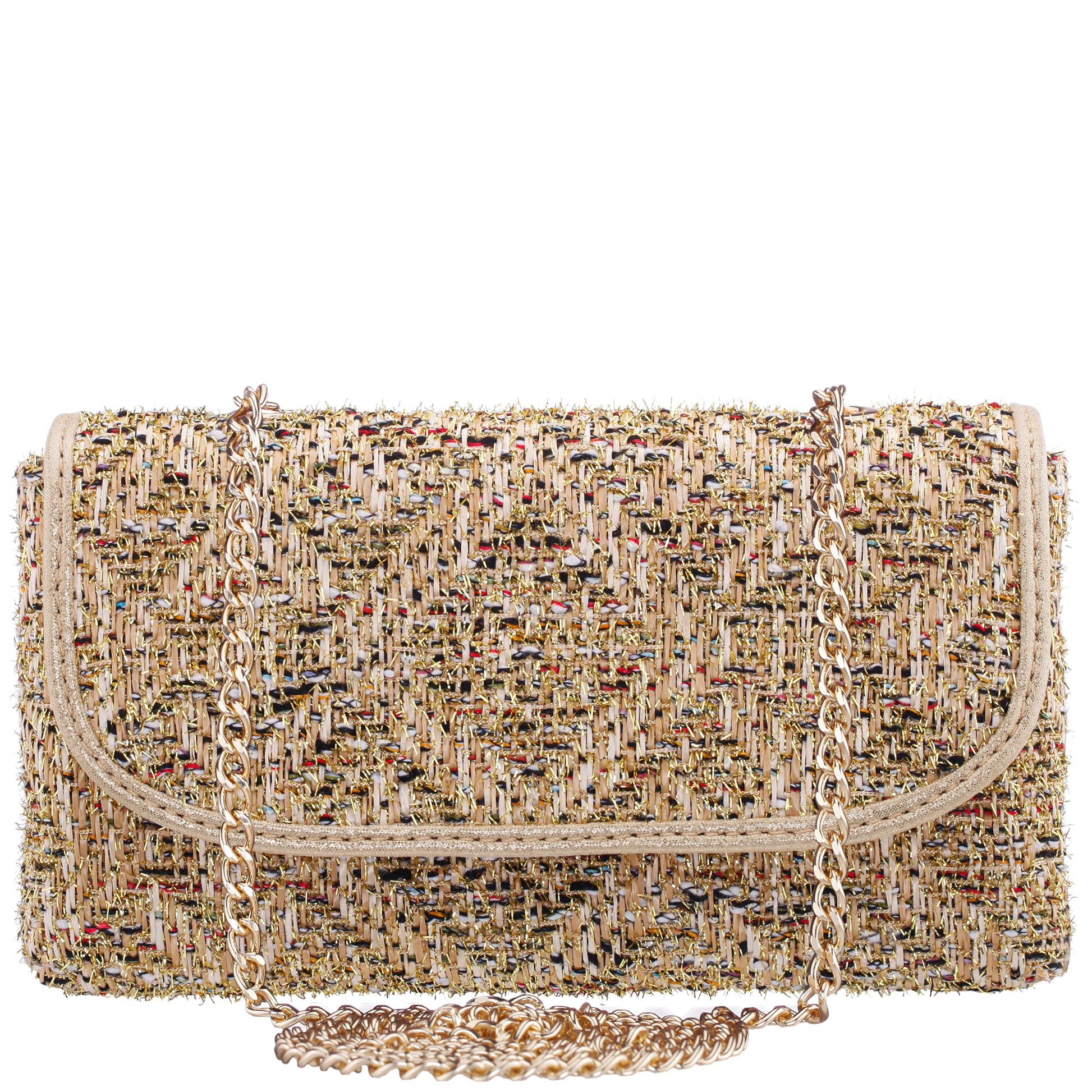 Nina Shoes Cerise Gold Metallic Tweed Crossbody Bag