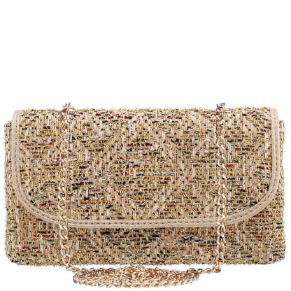 Nina Shoes Cerise Gold Metallic Tweed Crossbody Bag