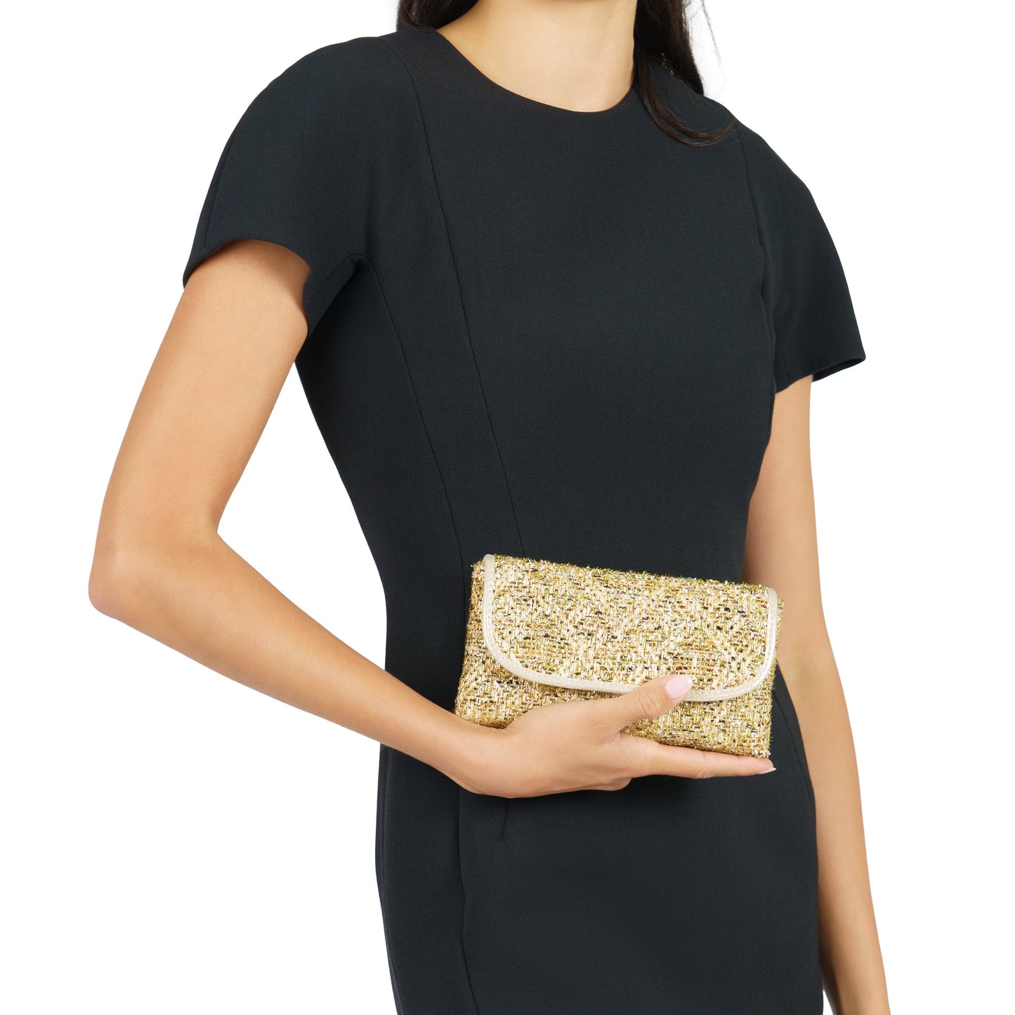 Nina Shoes Cerise Gold Metallic Tweed Crossbody Bag