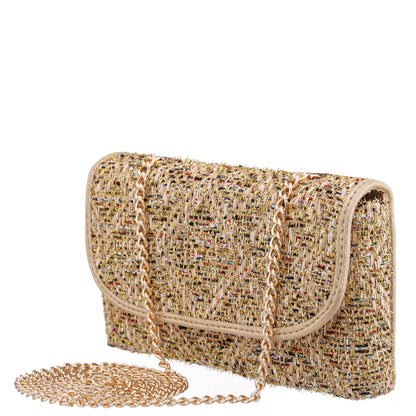 Nina Shoes Cerise Gold Metallic Tweed Crossbody Bag