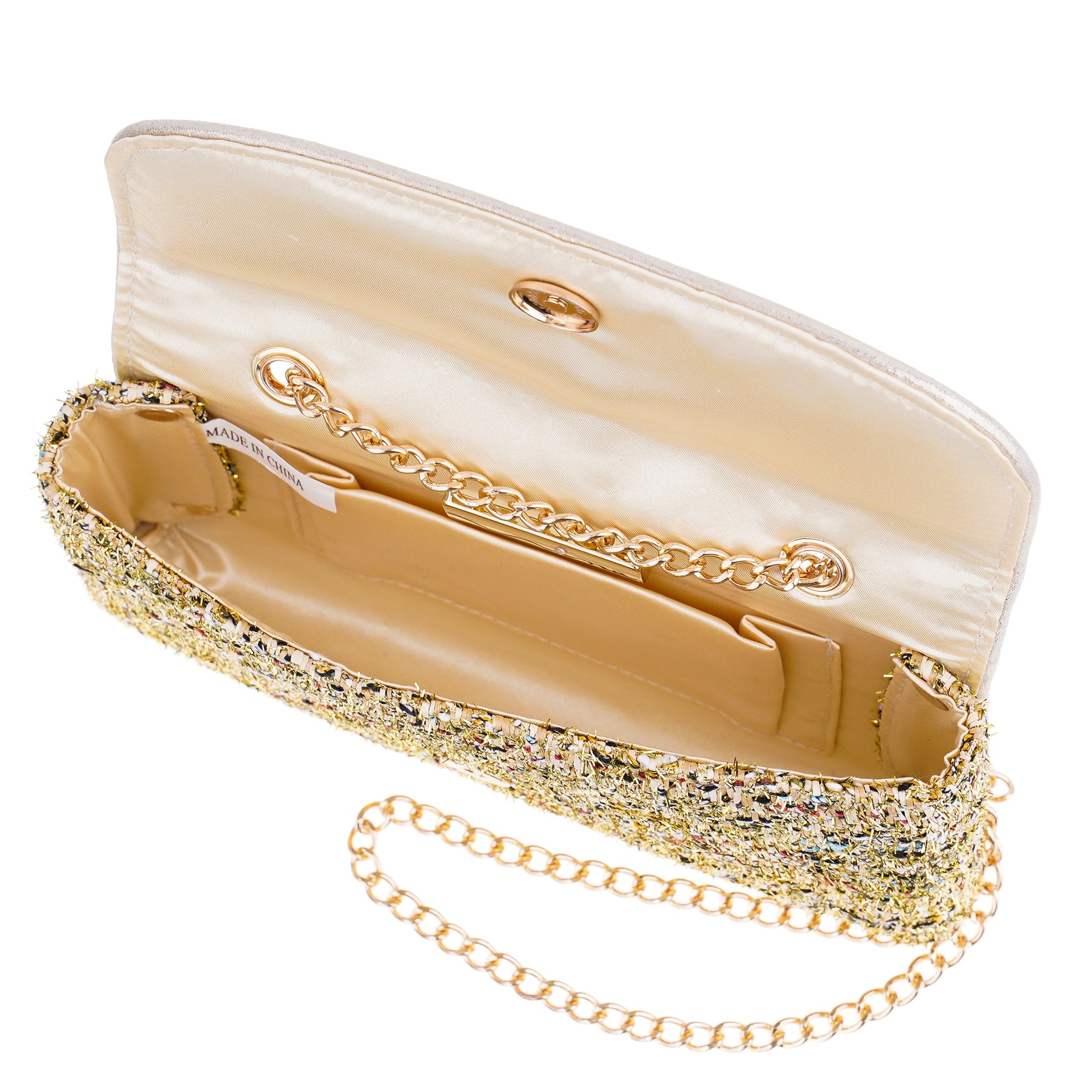 Nina Shoes Cerise Gold Metallic Tweed Crossbody Bag
