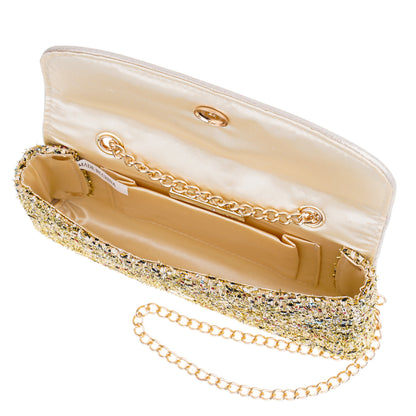 Nina Shoes Cerise Gold Metallic Tweed Crossbody Bag