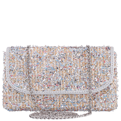 Nina Shoes Cerise Silver Multi Metallic Tweed Crossbody Bag
