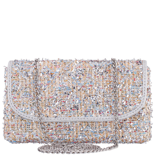 Nina Shoes Cerise Silver Multi Metallic Tweed Crossbody Bag