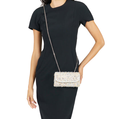 Nina Shoes Cerise Silver Multi Metallic Tweed Crossbody Bag