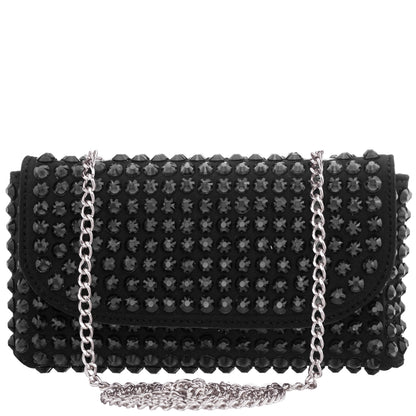 Nina Shoes Bixby Black Satin Crossbody Bag