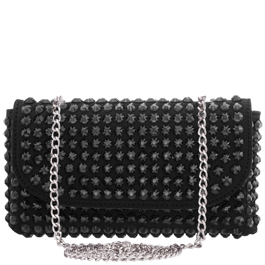 Nina Shoes Bixby Black Satin Crossbody Bag
