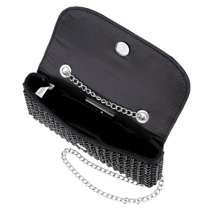 Nina Shoes Bixby Black Satin Crossbody Bag