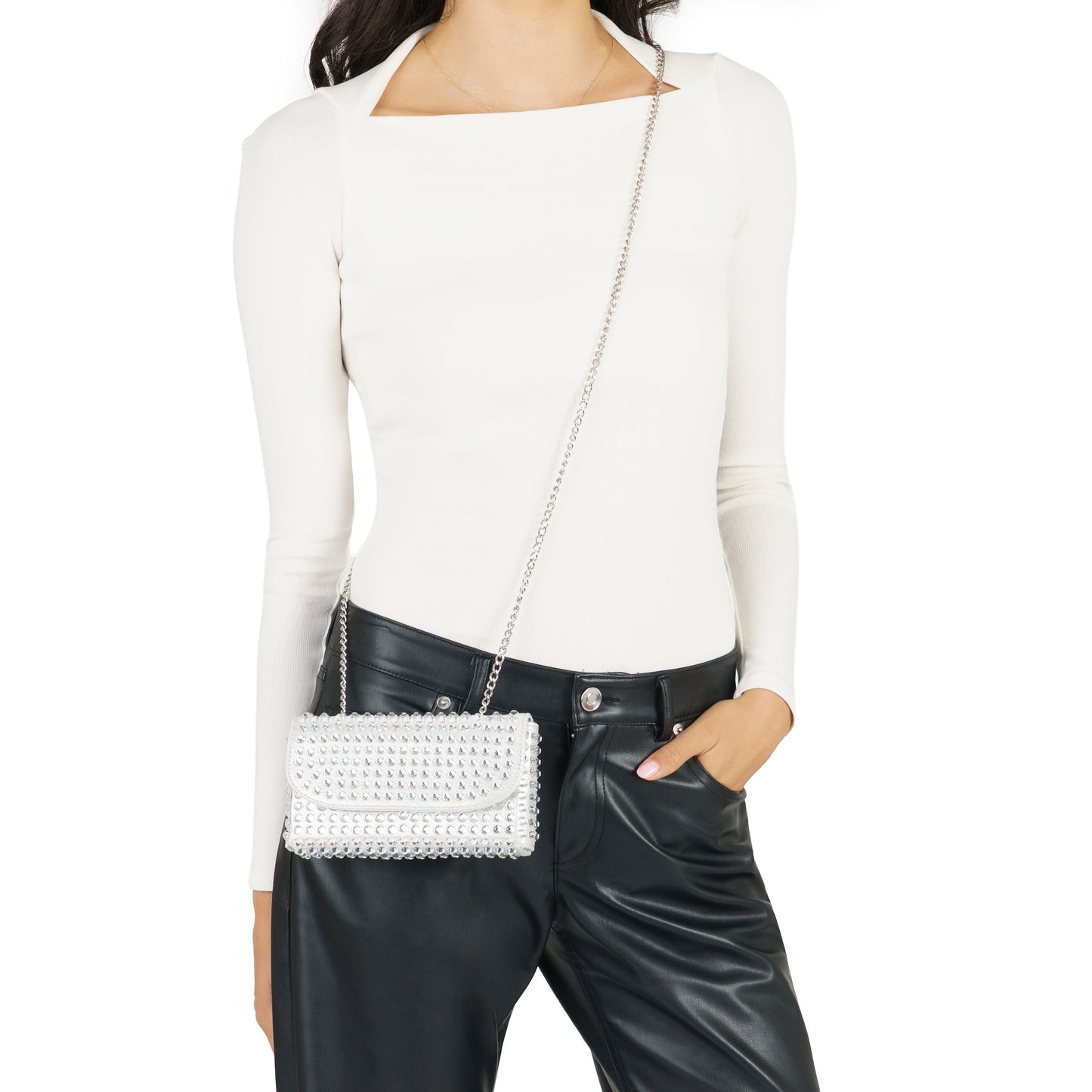 Nina Shoes Bixby Silver Glamex Crossbody Bag