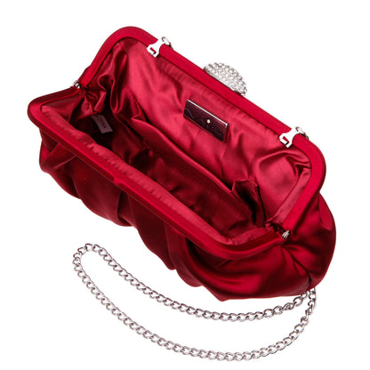 Nina Shoes Concord Red Satin Frame Clutch