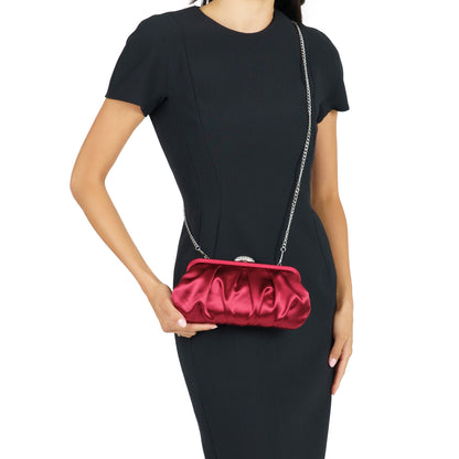 Nina Shoes Concord Red Satin Frame Clutch