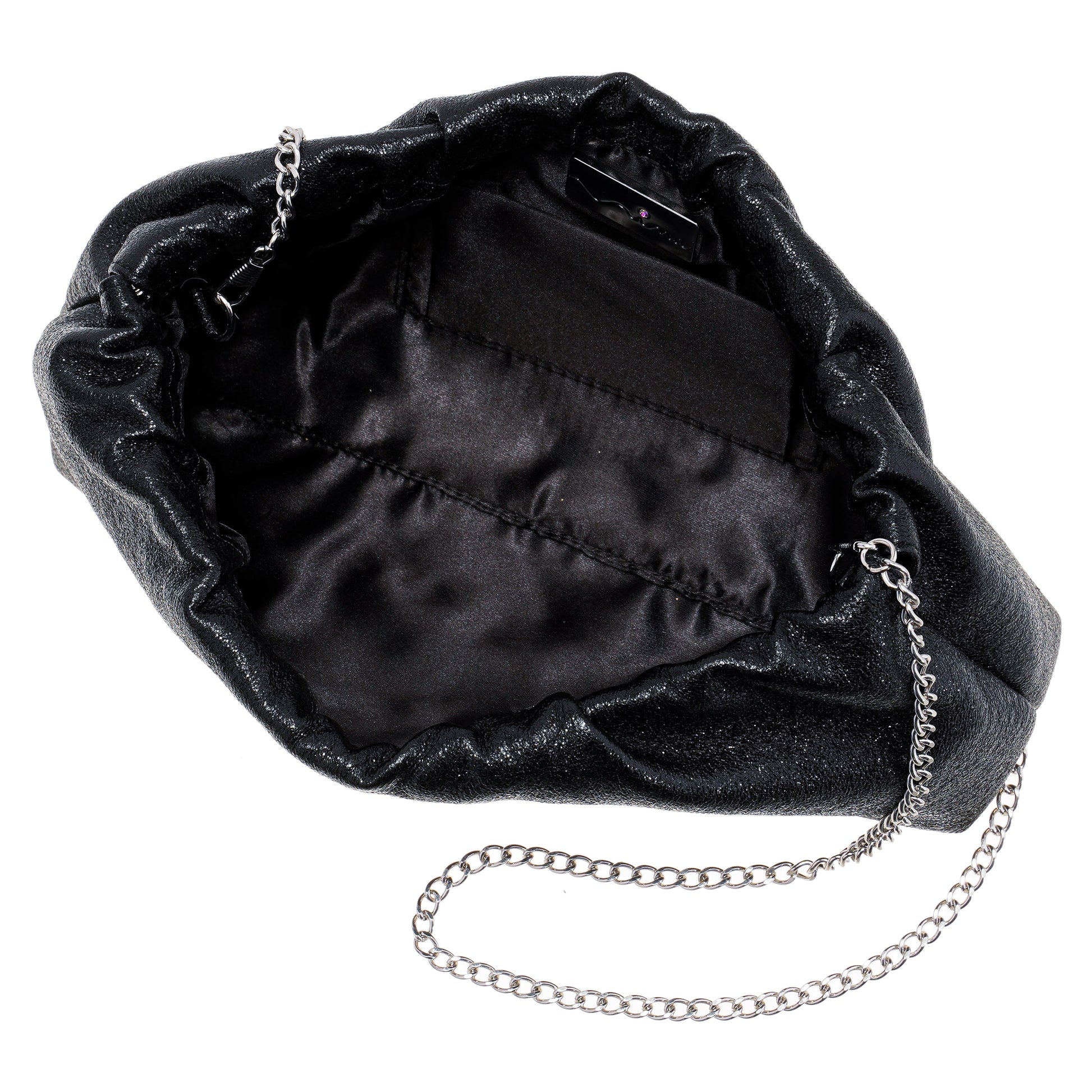 Nina Shoes Thea-T Black Stellarglow Fabric Frame Clutch
