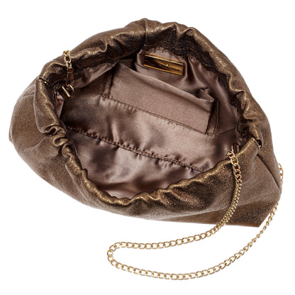 Nina Shoes Thea-T Brown Stellarglow Fabric Frame Clutch