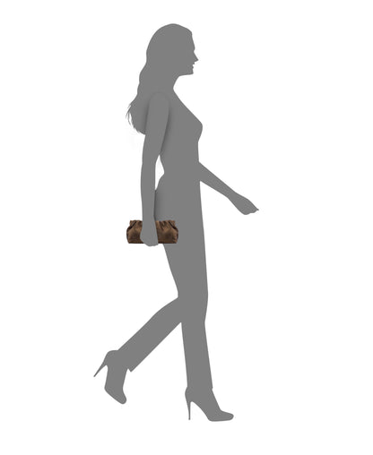 Nina Shoes Thea-T Brown Stellarglow Fabric Frame Clutch