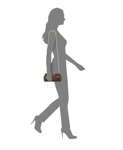 Nina Shoes Thea-T Brown Stellarglow Fabric Frame Clutch