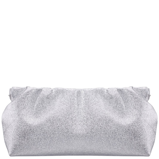Nina Shoes Thea-T Silver Stellarglow Fabric Frame Clutch