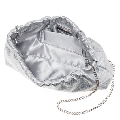 Nina Shoes Thea-T Silver Stellarglow Fabric Frame Clutch